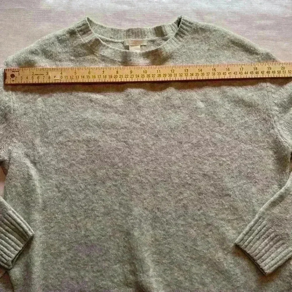H&M Women’s Crew Neck Long Oversized Sweater Heather Grey XS Side Slits - Picture 7 of 11